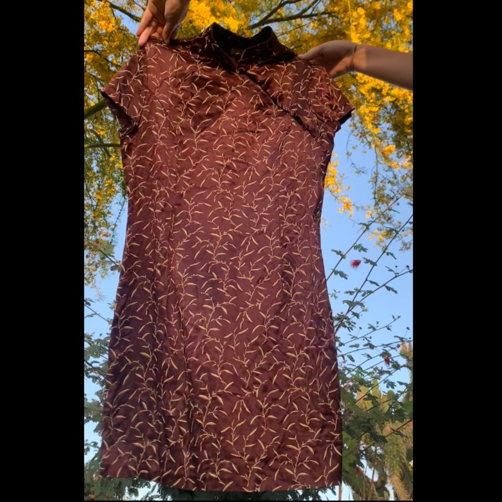 Alyn Paige Qipao or Cheongsam style dark purple side button-up dress